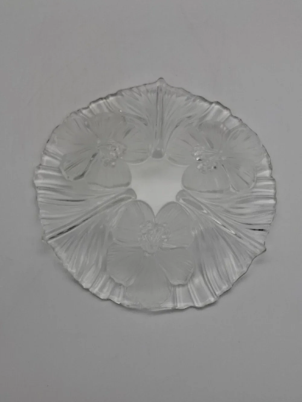 Clear Floral Glass Decorative Bowl - Home Accents